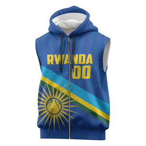 Afro Basketball Custom Rwanda Sleeveless Zip Hoodie Go Champions Imigongo Folk Pattern - African Pride