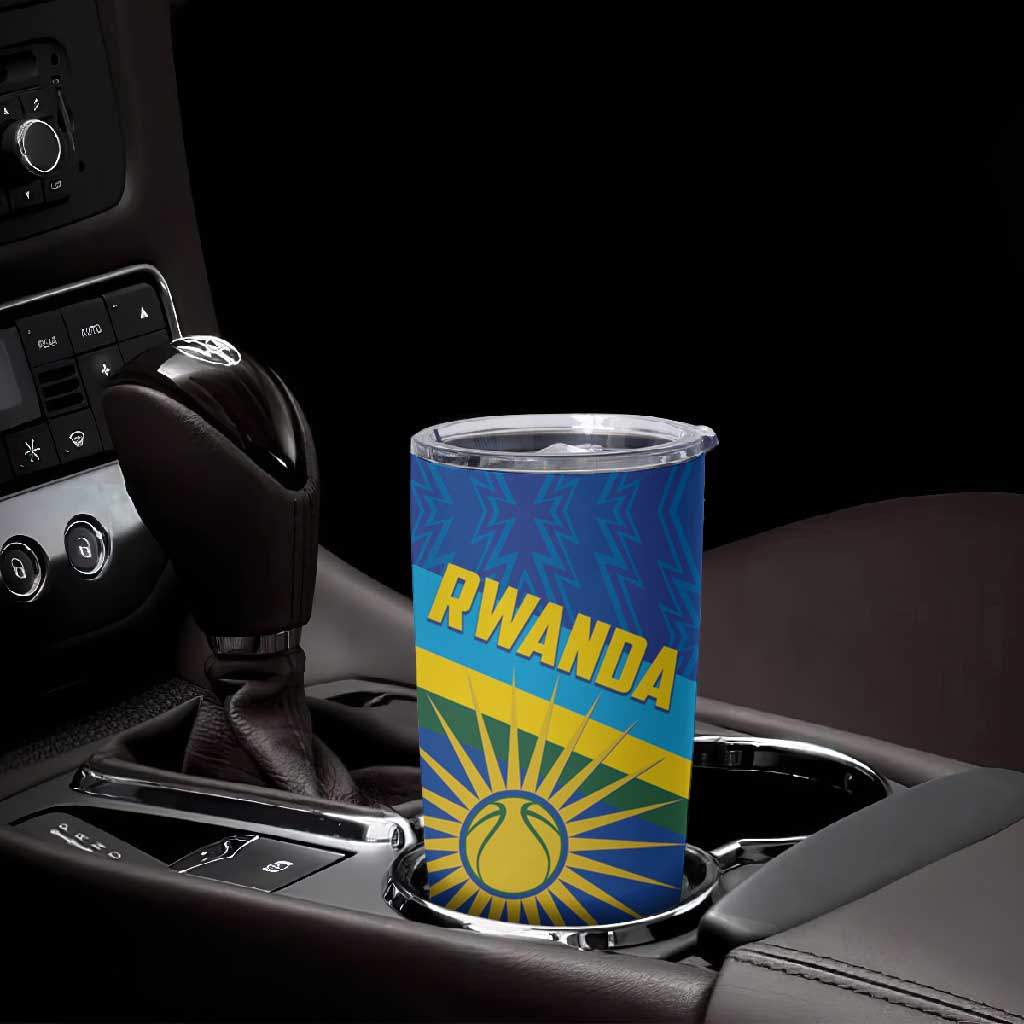 Afro Basketball Custom Rwanda Tumbler Cup Go Champions Imigongo Folk Pattern - African Pride