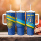 Afro Basketball Custom Rwanda Tumbler With Handle Go Champions Imigongo Folk Pattern - African Pride