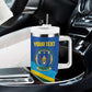 Afro Basketball Custom Rwanda Tumbler With Handle Go Champions Imigongo Folk Pattern - African Pride