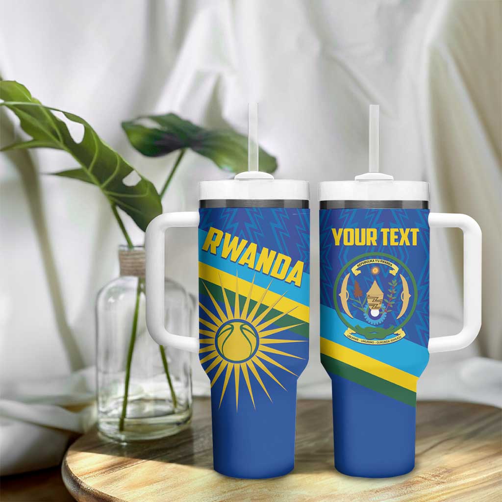 Afro Basketball Custom Rwanda Tumbler With Handle Go Champions Imigongo Folk Pattern - African Pride