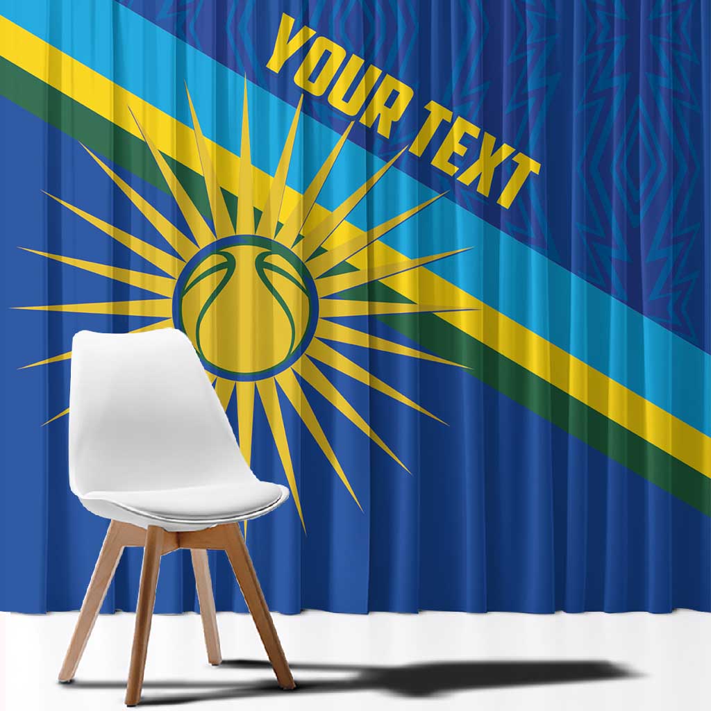 Afro Basketball Custom Rwanda Window Curtain Go Champions Imigongo Folk Pattern - African Pride