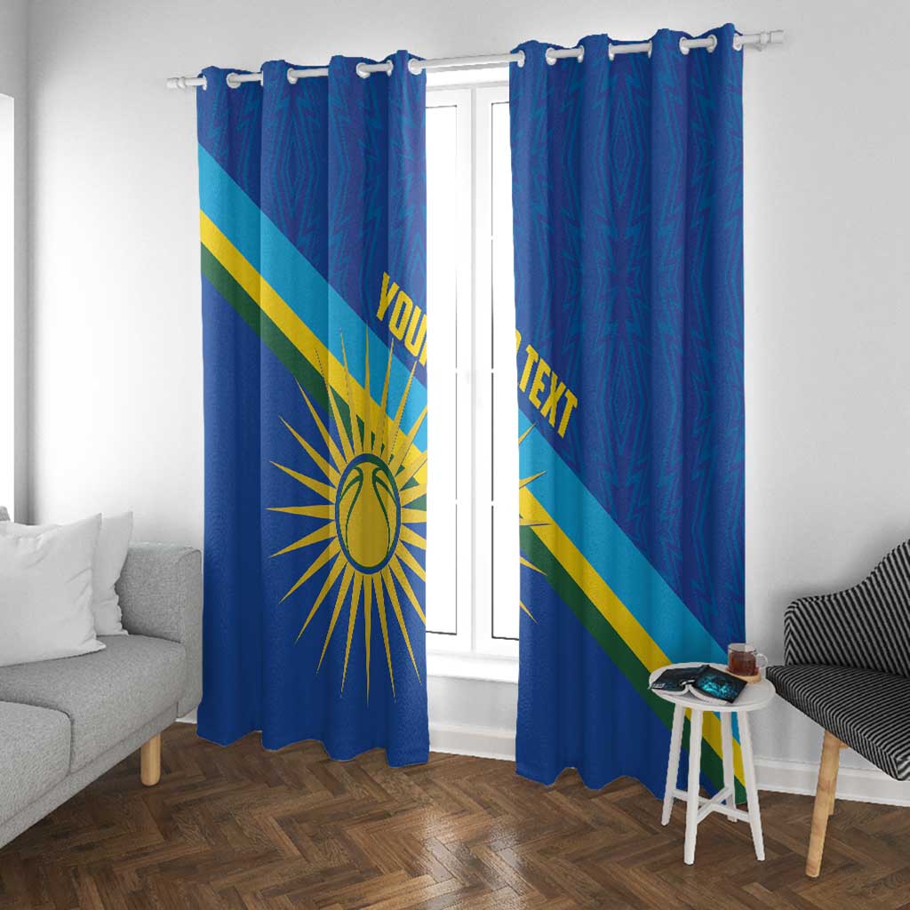 Afro Basketball Custom Rwanda Window Curtain Go Champions Imigongo Folk Pattern - African Pride