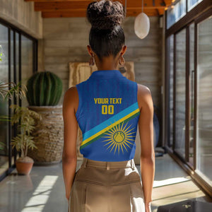 Afro Basketball Custom Rwanda Women Sleeveless Polo Shirt Go Champions Imigongo Folk Pattern - African Pride