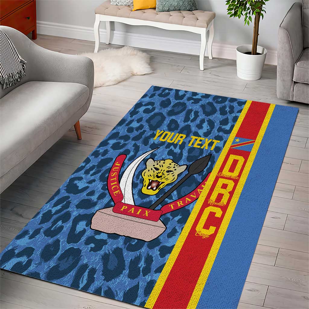 Afro Basketball Custom DR Congo Area Rug Come On Leopards Skin Pattern - African Pride