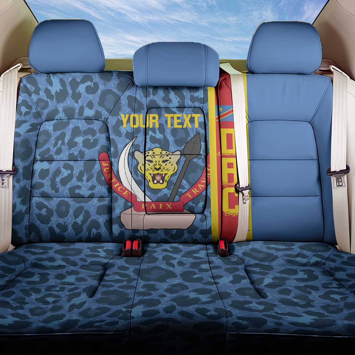 Afro Basketball Custom DR Congo Back Car Seat Cover Come On Leopards Skin Pattern - African Pride