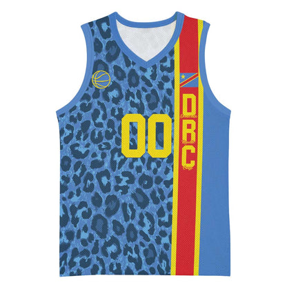 Afro Basketball Custom DR Congo Basketball Jersey Come On Leopards Skin Pattern - African Pride