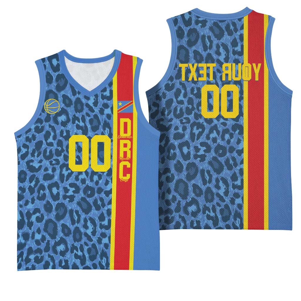 Afro Basketball Custom DR Congo Basketball Jersey Come On Leopards Skin Pattern - African Pride