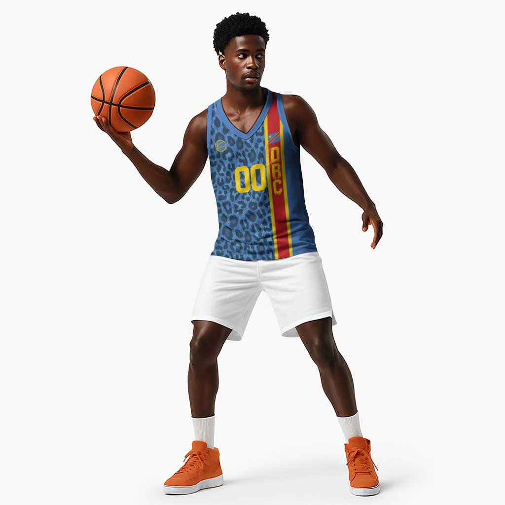 Afro Basketball Custom DR Congo Basketball Jersey Come On Leopards Skin Pattern - African Pride