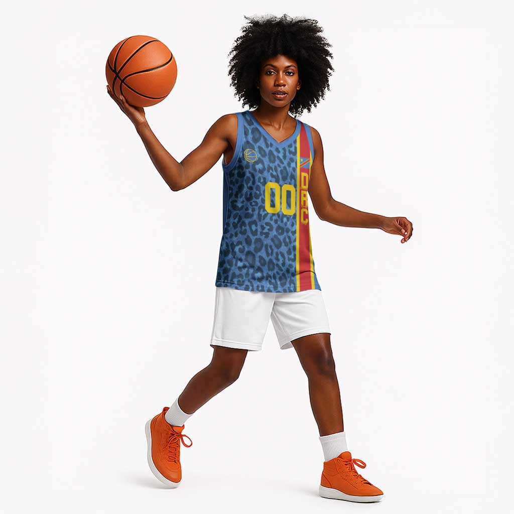 Afro Basketball Custom DR Congo Basketball Jersey Come On Leopards Skin Pattern - African Pride