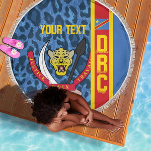 Afro Basketball Custom DR Congo Beach Blanket Come On Leopards Skin Pattern - African Pride