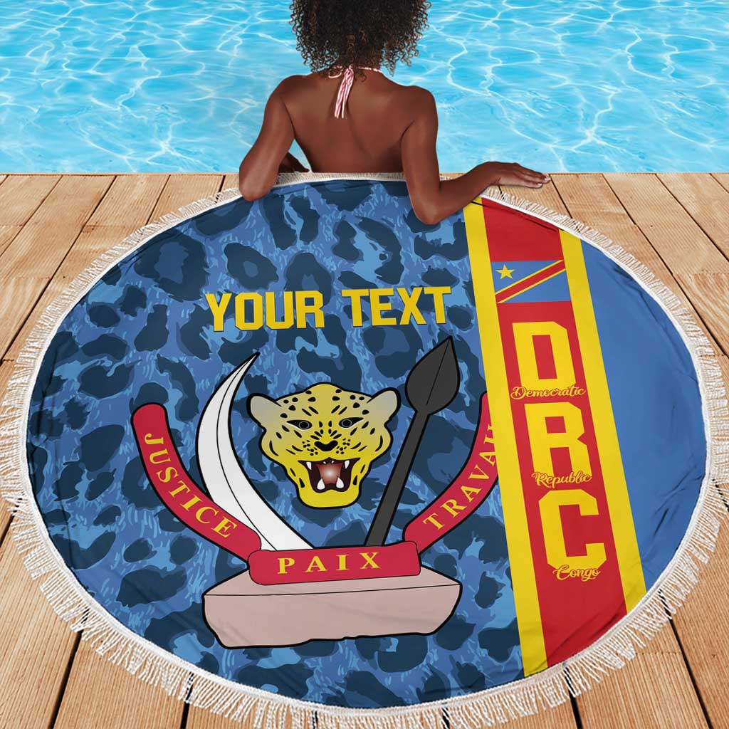 Afro Basketball Custom DR Congo Beach Blanket Come On Leopards Skin Pattern - African Pride