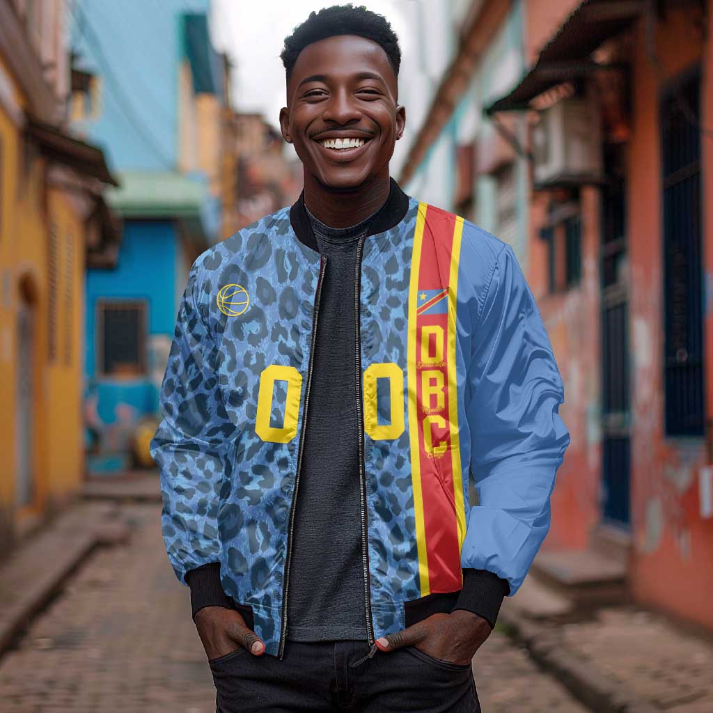 Afro Basketball Custom DR Congo Bomber Jacket Come On Leopards Skin Pattern - African Pride