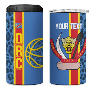 Afro Basketball Custom DR Congo 4 in 1 Can Cooler Tumbler Come On Leopards Skin Pattern - African Pride