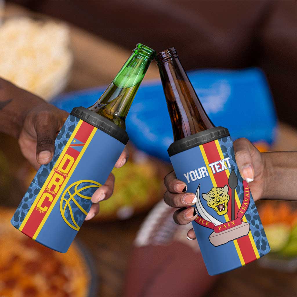 Afro Basketball Custom DR Congo 4 in 1 Can Cooler Tumbler Come On Leopards Skin Pattern - African Pride