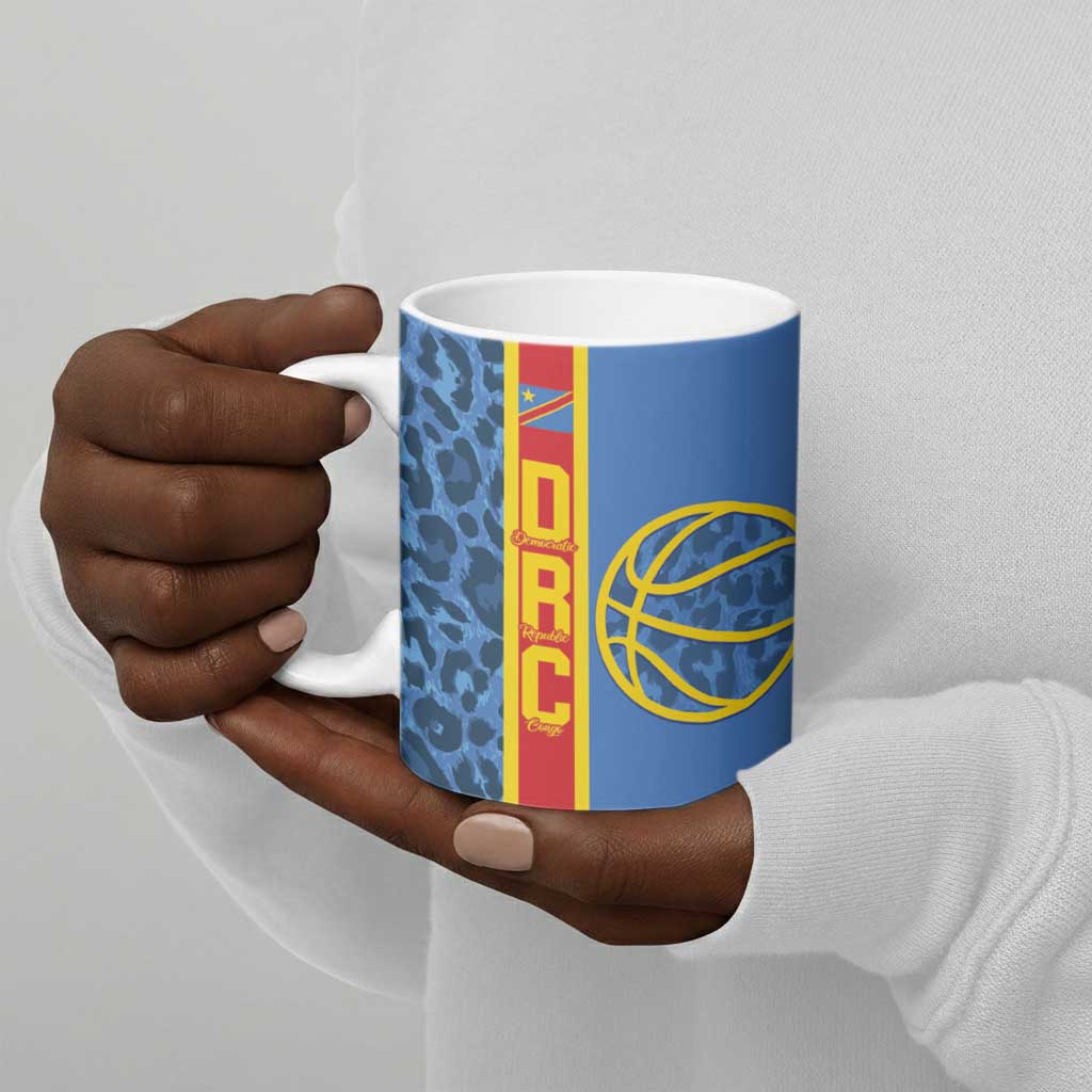 DR Congo Basketball Custom Ceramic Mug Come On Leopards Skin Pattern