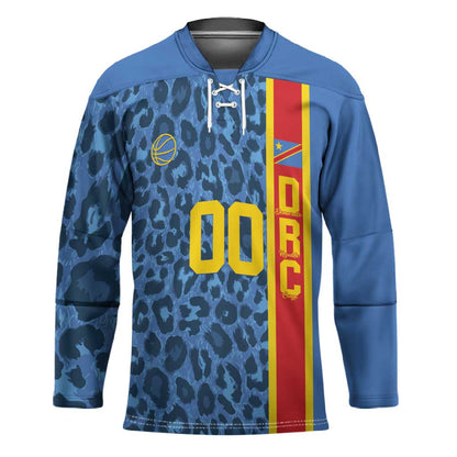 DR Congo Basketball Custom Hockey Jersey Come On Leopards Skin Pattern
