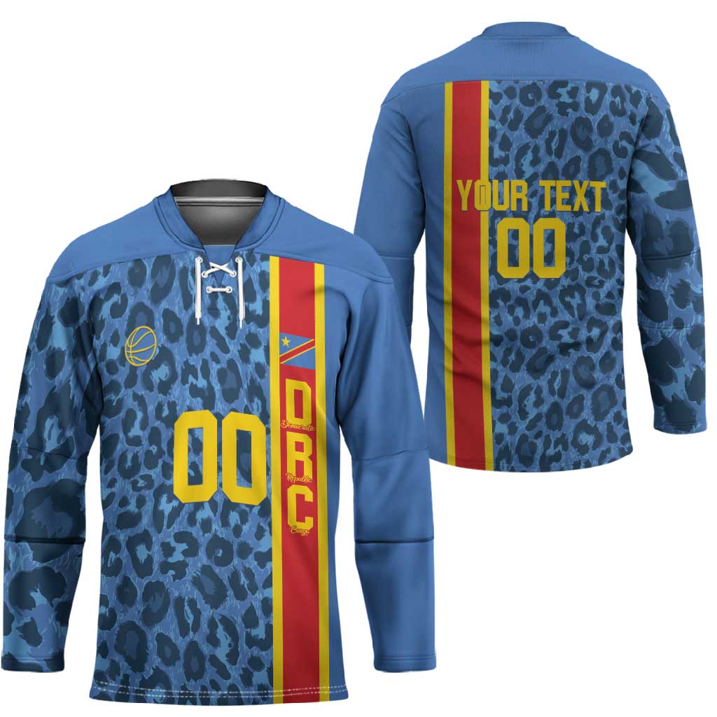 DR Congo Basketball Custom Hockey Jersey Come On Leopards Skin Pattern