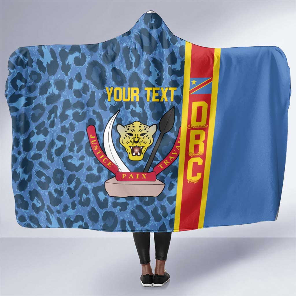 Afro Basketball Custom DR Congo Hooded Blanket Come On Leopards Skin Pattern - African Pride
