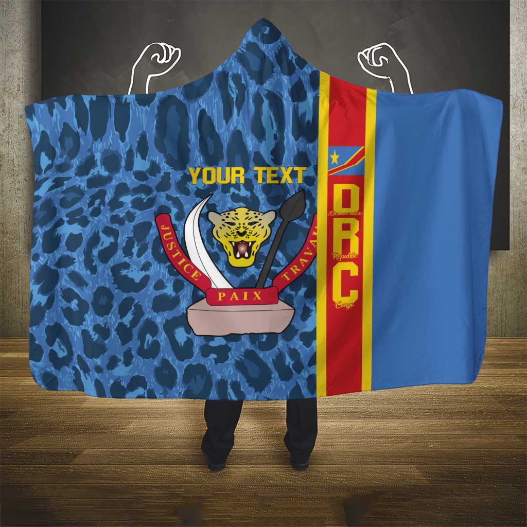 Afro Basketball Custom DR Congo Hooded Blanket Come On Leopards Skin Pattern - African Pride