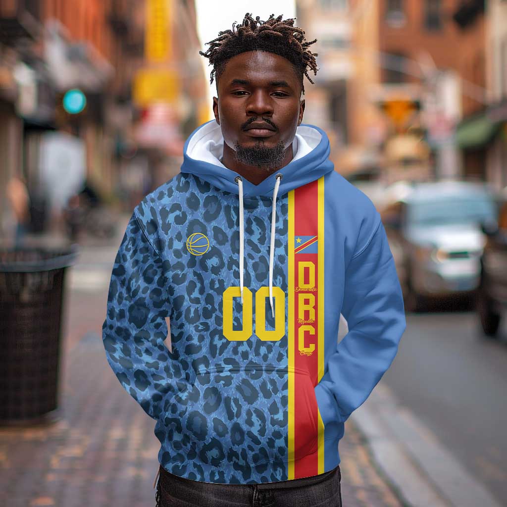 Afro Basketball Custom DR Congo Hoodie Come On Leopards Skin Pattern - African Pride