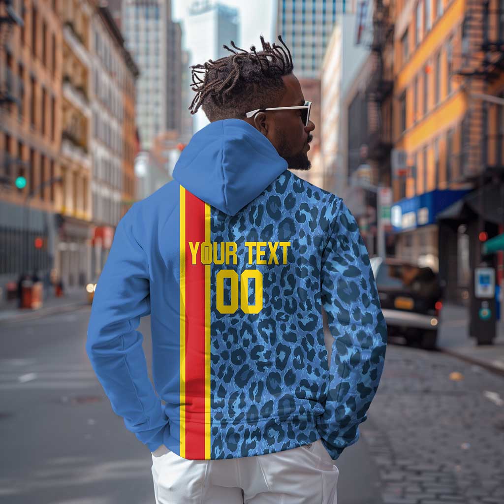 Afro Basketball Custom DR Congo Hoodie Come On Leopards Skin Pattern - African Pride