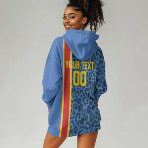 Afro Basketball Custom DR Congo Hoodie Dress Come On Leopards Skin Pattern - African Pride