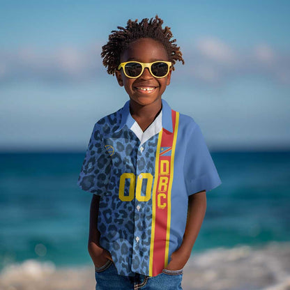 Afro Basketball Custom DR Congo Kid Hawaiian Shirt Come On Leopards Skin Pattern - African Pride