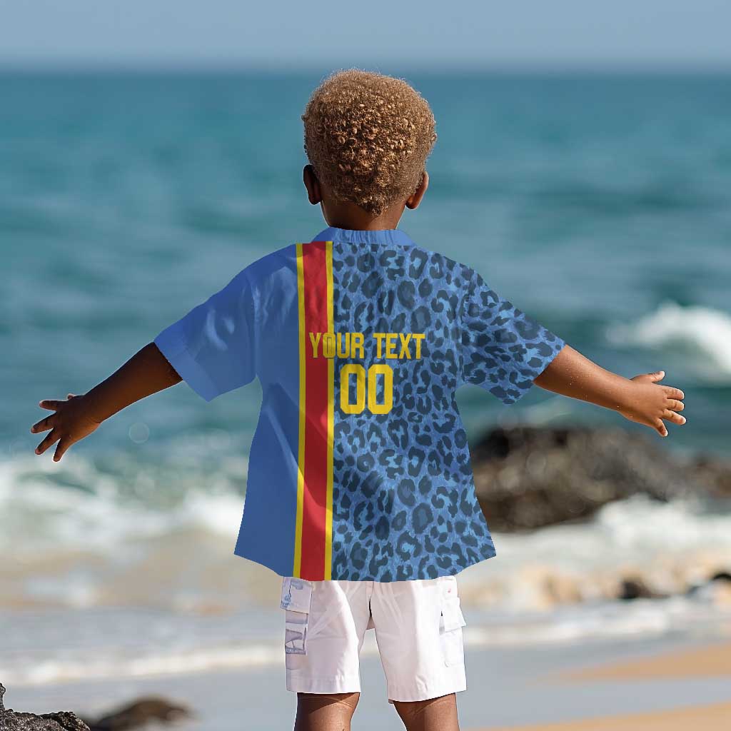Afro Basketball Custom DR Congo Kid Hawaiian Shirt Come On Leopards Skin Pattern - African Pride
