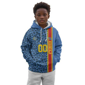 Afro Basketball Custom DR Congo Kid Hoodie Come On Leopards Skin Pattern - African Pride