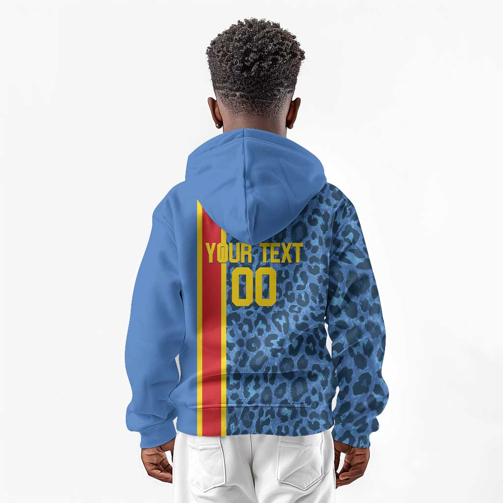 Afro Basketball Custom DR Congo Kid Hoodie Come On Leopards Skin Pattern - African Pride