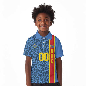 Afro Basketball Custom DR Congo Kid Polo Shirt Come On Leopards Skin Pattern - African Pride