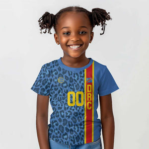 Afro Basketball Custom DR Congo Kid T shirt Come On Leopards Skin Pattern - African Pride