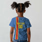 Afro Basketball Custom DR Congo Kid T shirt Come On Leopards Skin Pattern - African Pride