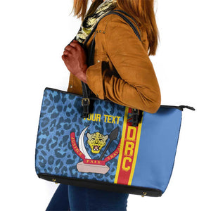 Afro Basketball Custom DR Congo Leather Tote Bag Come On Leopards Skin Pattern - African Pride