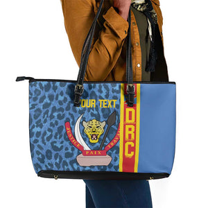 Afro Basketball Custom DR Congo Leather Tote Bag Come On Leopards Skin Pattern - African Pride