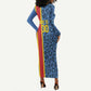 Afro Basketball Custom DR Congo Long Sleeve Bodycon Dress Come On Leopards Skin Pattern - African Pride