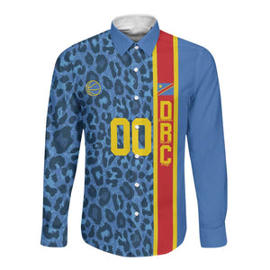Afro Basketball Custom DR Congo Long Sleeve Button Shirt Come On Leopards Skin Pattern - African Pride