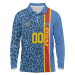 Afro Basketball Custom DR Congo Long Sleeve Polo Shirt Come On Leopards Skin Pattern - African Pride