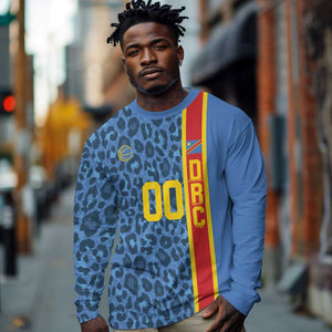 Afro Basketball Custom DR Congo Long Sleeve Shirt Come On Leopards Skin Pattern - African Pride
