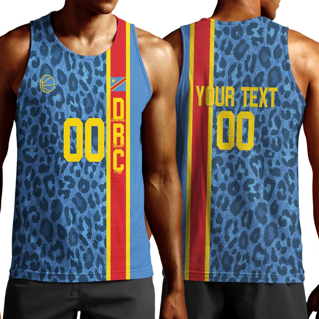 Afro Basketball Custom DR Congo Men Tank Top Come On Leopards Skin Pattern - African Pride