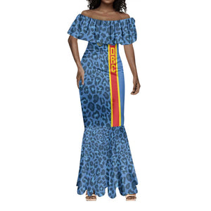 Afro Basketball Custom DR Congo Mermaid Dress Come On Leopards Skin Pattern - African Pride