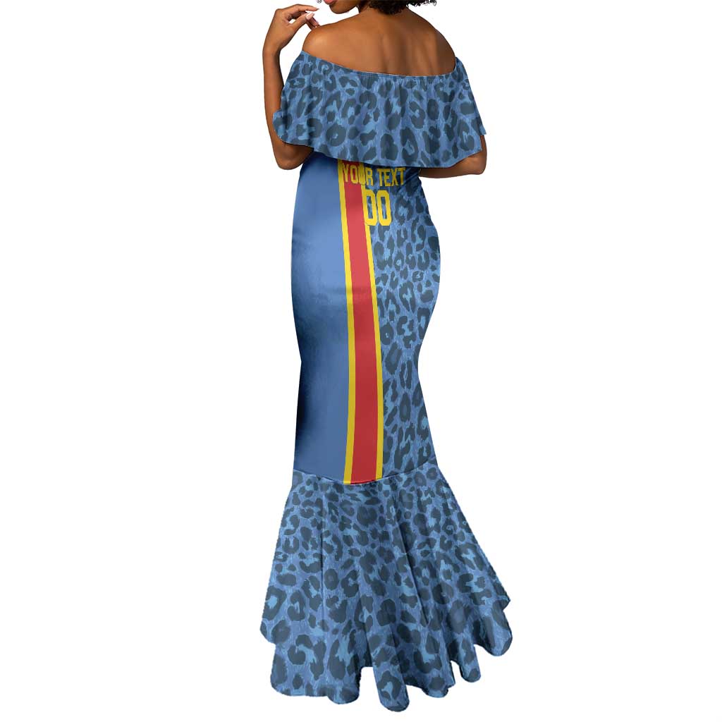 Afro Basketball Custom DR Congo Mermaid Dress Come On Leopards Skin Pattern - African Pride