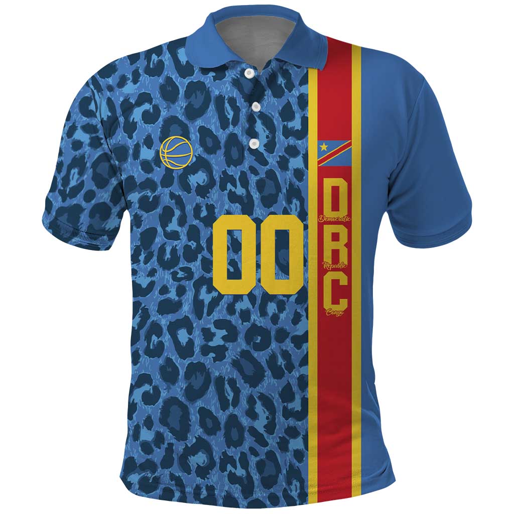 Afro Basketball Custom DR Congo Polo Shirt Come On Leopards Skin Pattern - African Pride