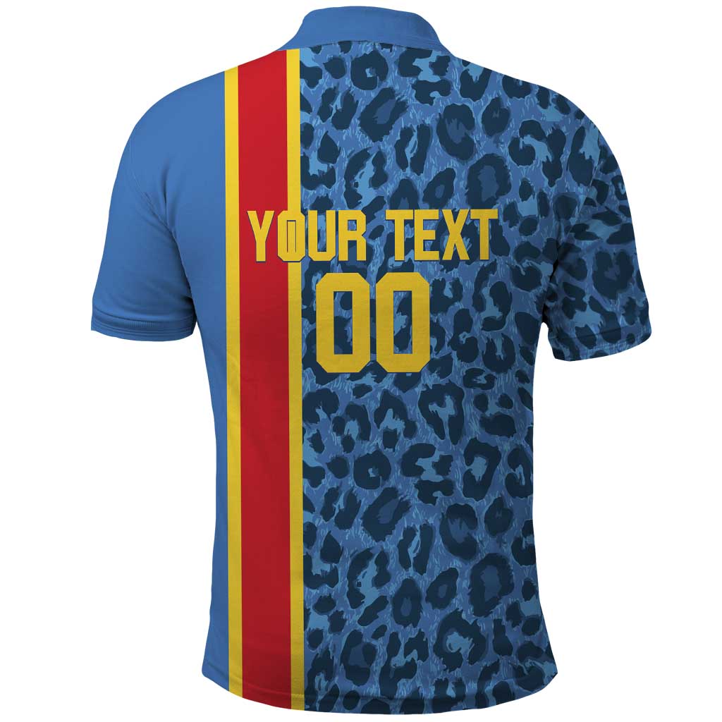 Afro Basketball Custom DR Congo Polo Shirt Come On Leopards Skin Pattern - African Pride