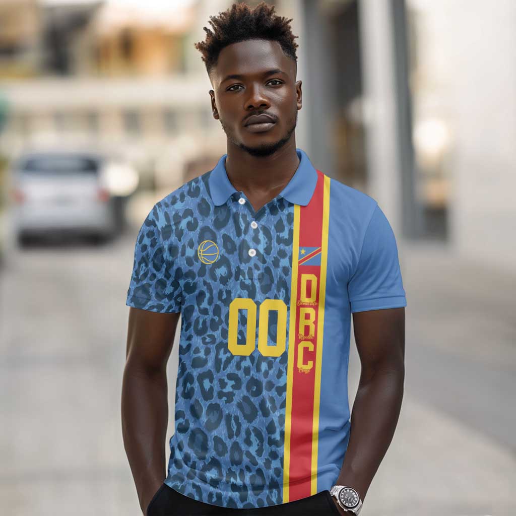Afro Basketball Custom DR Congo Polo Shirt Come On Leopards Skin Pattern - African Pride
