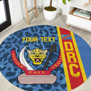 Afro Basketball Custom DR Congo Round Carpet Come On Leopards Skin Pattern - African Pride