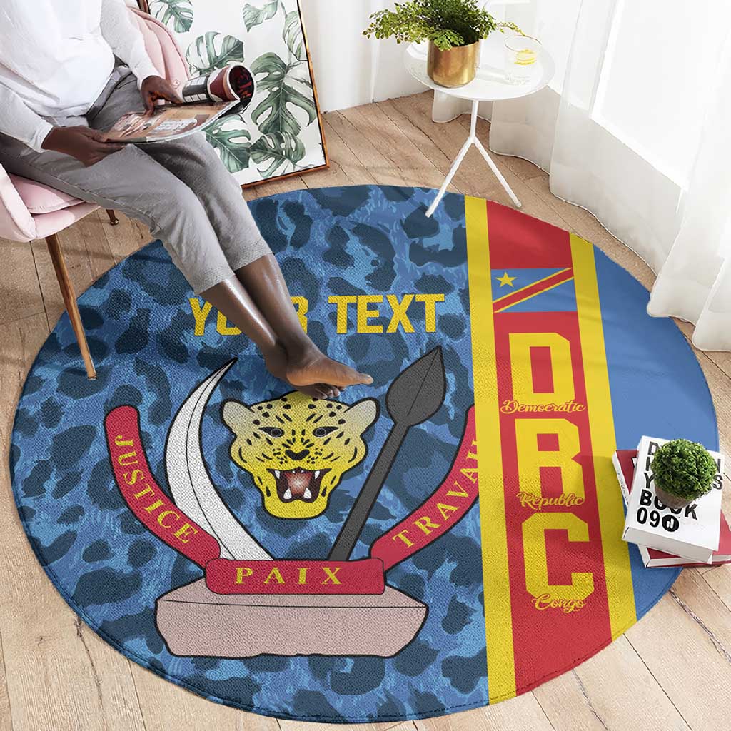 Afro Basketball Custom DR Congo Round Carpet Come On Leopards Skin Pattern - African Pride