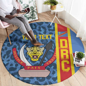 Afro Basketball Custom DR Congo Round Carpet Come On Leopards Skin Pattern - African Pride