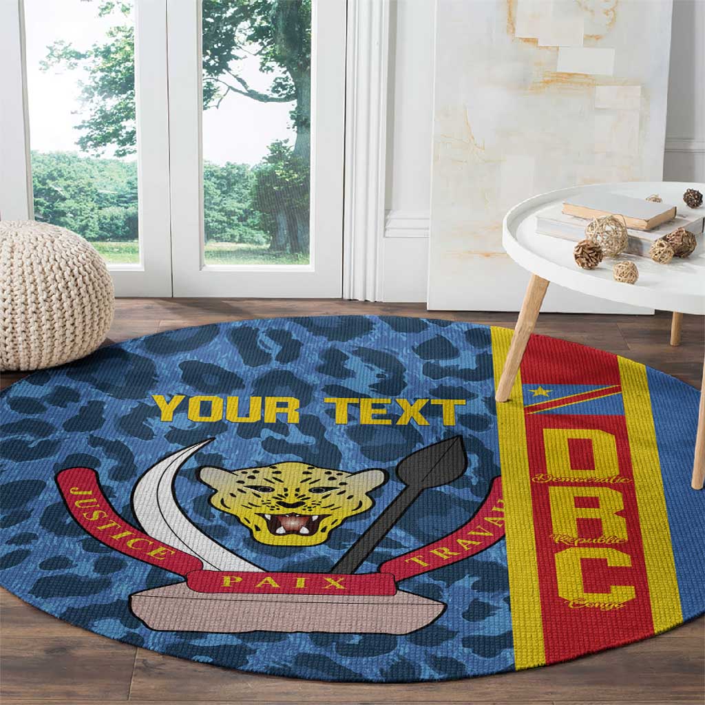 Afro Basketball Custom DR Congo Round Carpet Come On Leopards Skin Pattern - African Pride